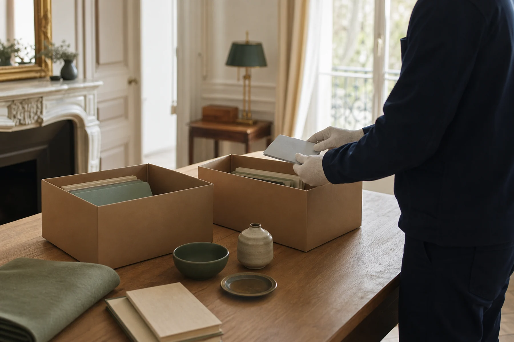 Tri respectueux de documents et objets dans un logement de succession