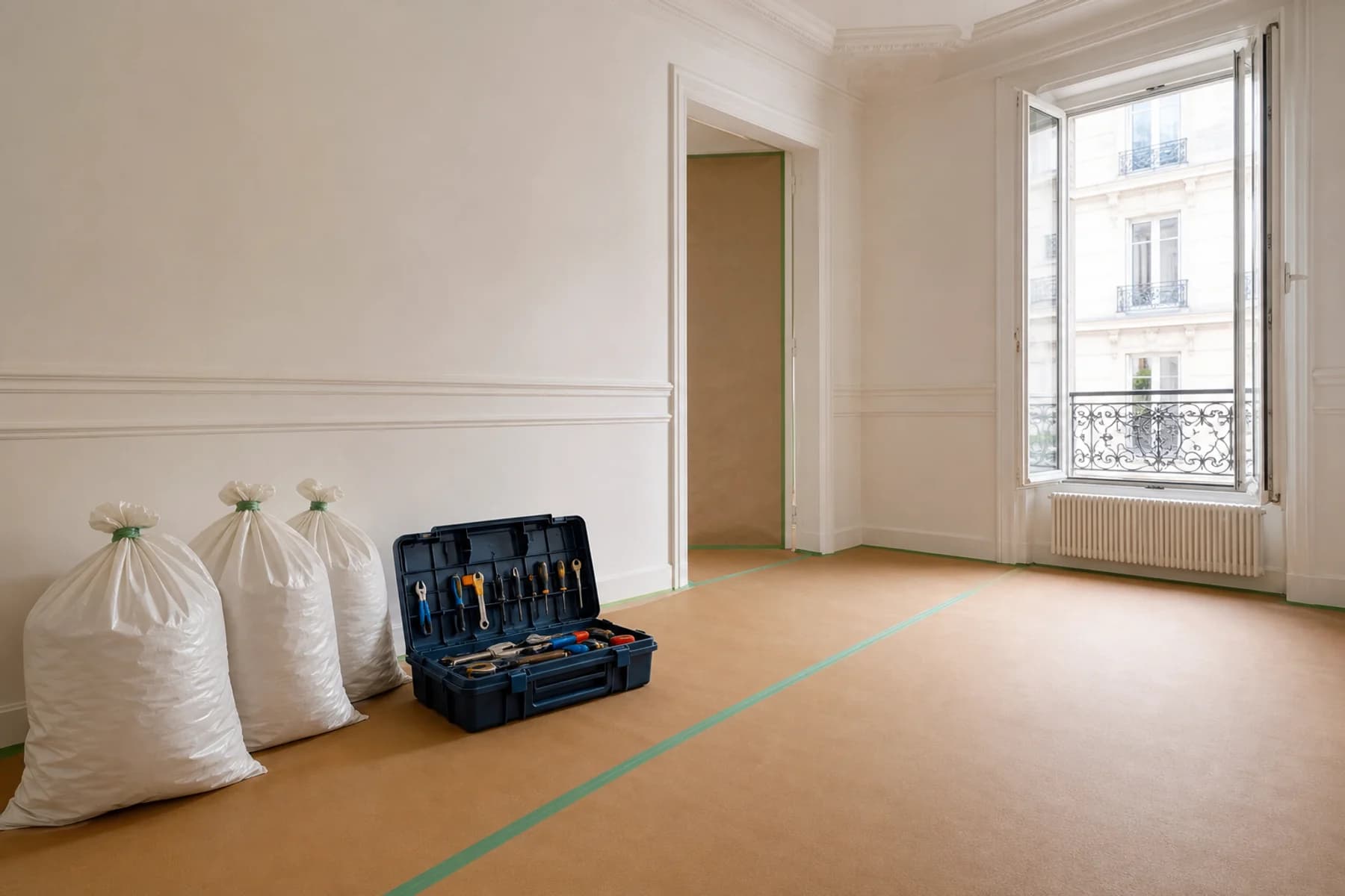 Préparation d'un lieu avant intervention d'une entreprise de travaux