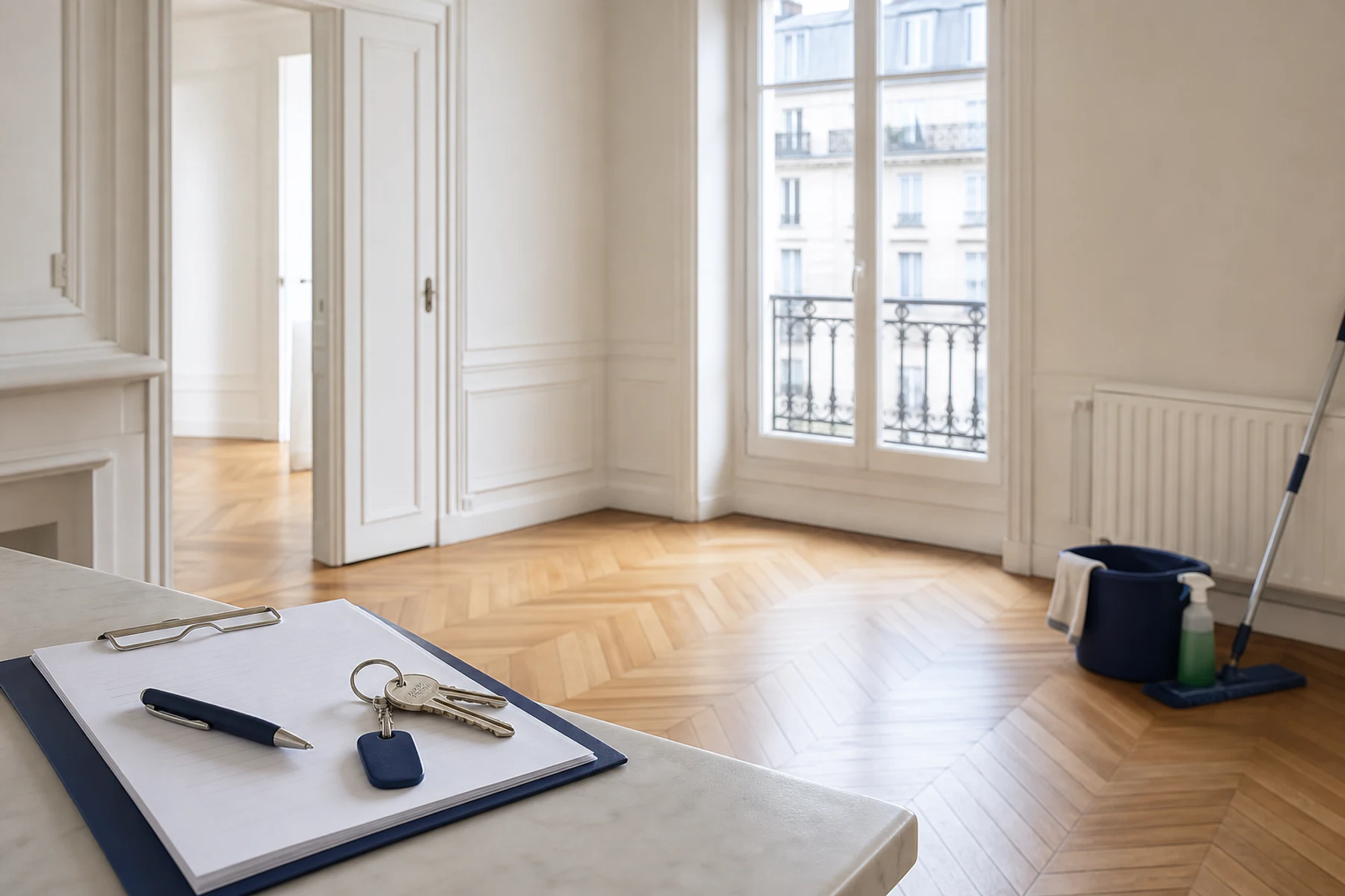 Appartement remis en état avant relocation avec clés et checklist